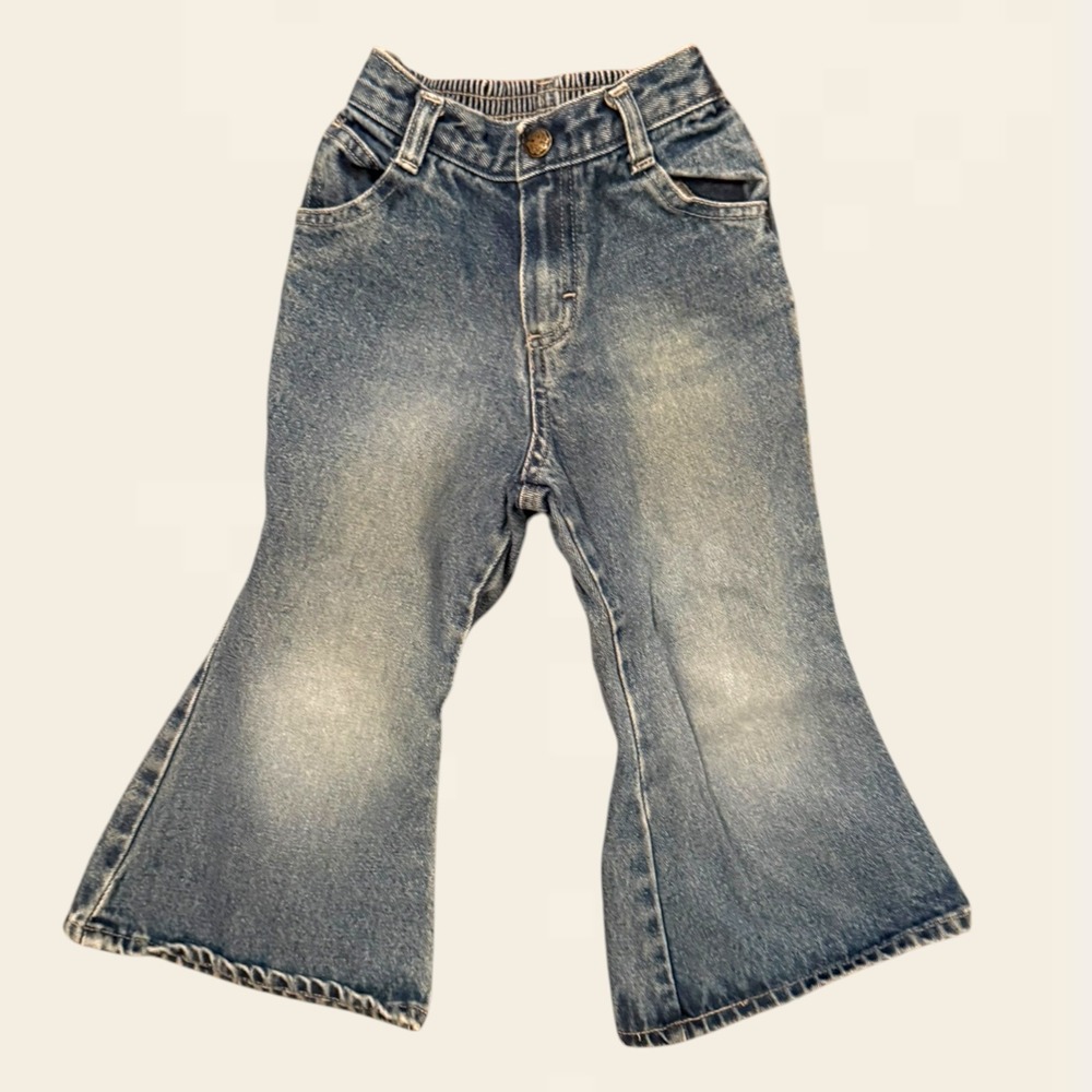 Vintage Y2K OshKosh BGosh 3T Girls Denim Bell Bottom Flare Jeans Faded